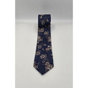 Kenneth Cole Awearness Necktie Jaccard Flower Pattern‎ Tie Blue Long 63.5"X 3